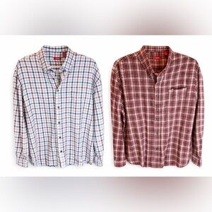 IZOD Plaid Button Down Shirts Lot (2) Men’s Casual Classic Size XL/ TG/XG